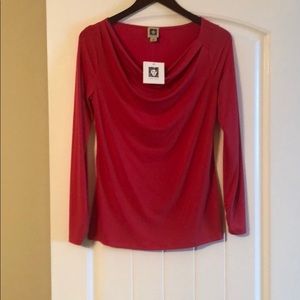 Anne Klein hot pink long sleeve top